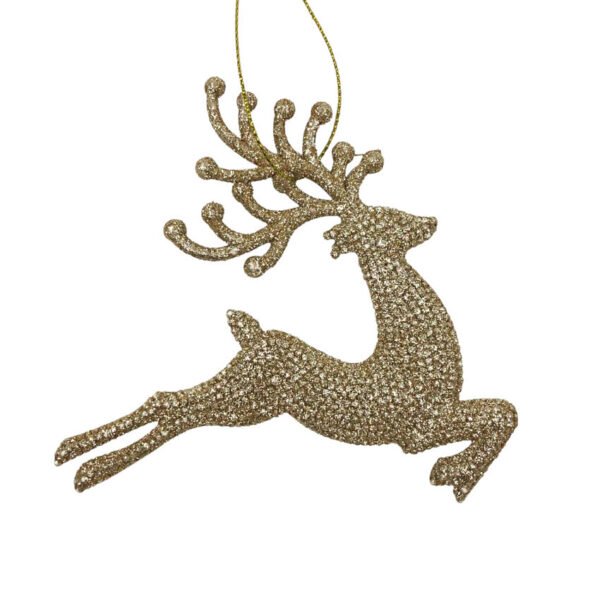 Leaping Reindeer Gold bauble